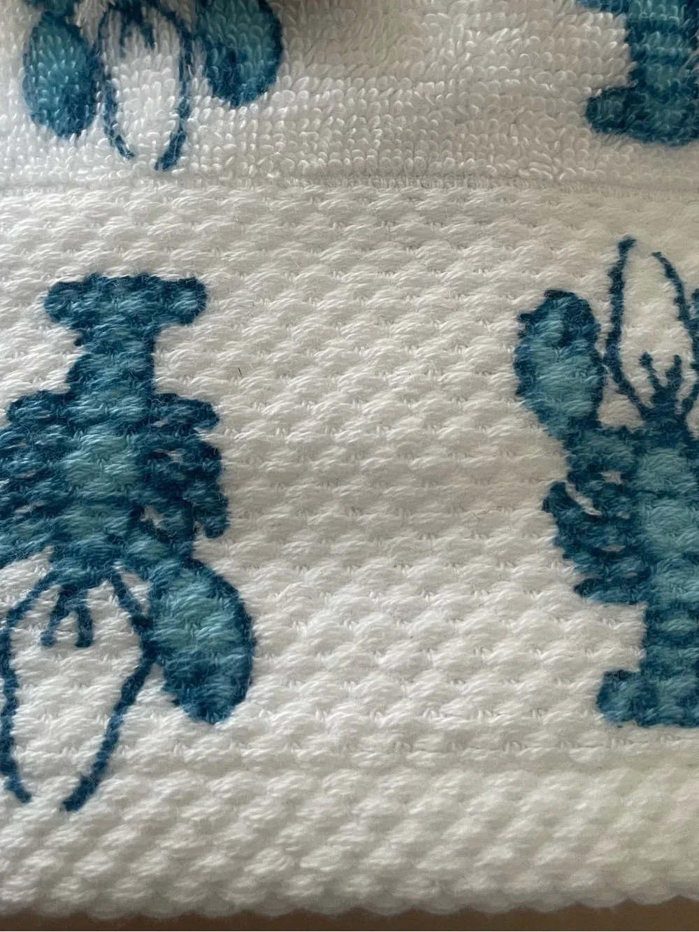 Deborah Connolly Designs Blue Lobster Hand Towel - Coastal Beach Kitchen Decor
